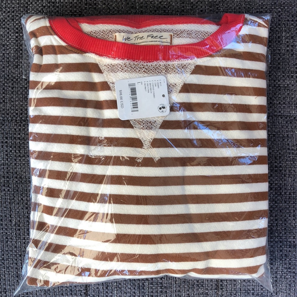 NWT Free People Classic Striped Oversized Crewneck - Picture 8 of 11